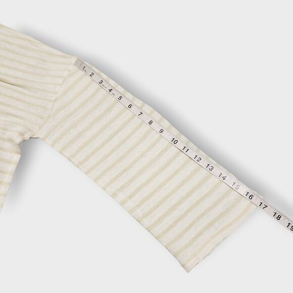 J. Crew Womens Relaxed Linen Long Sleeve Tee Tan White Sz XL Boxy Preppy Casual - Picture 10 of 13